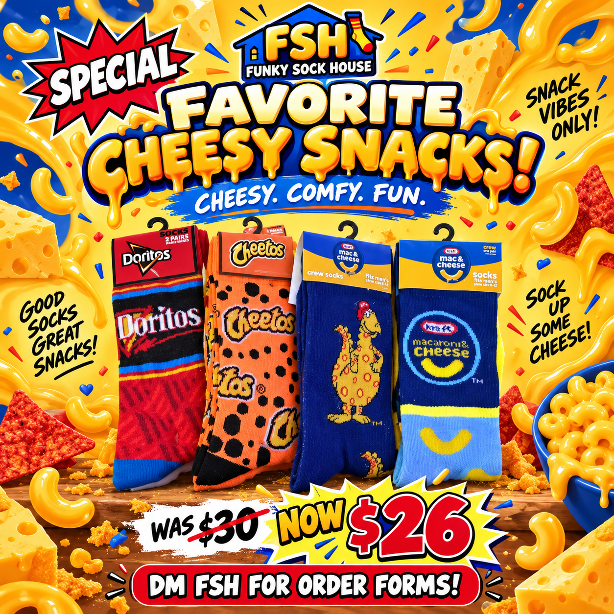 Favorite Cheesy Snacks FSH special flyer