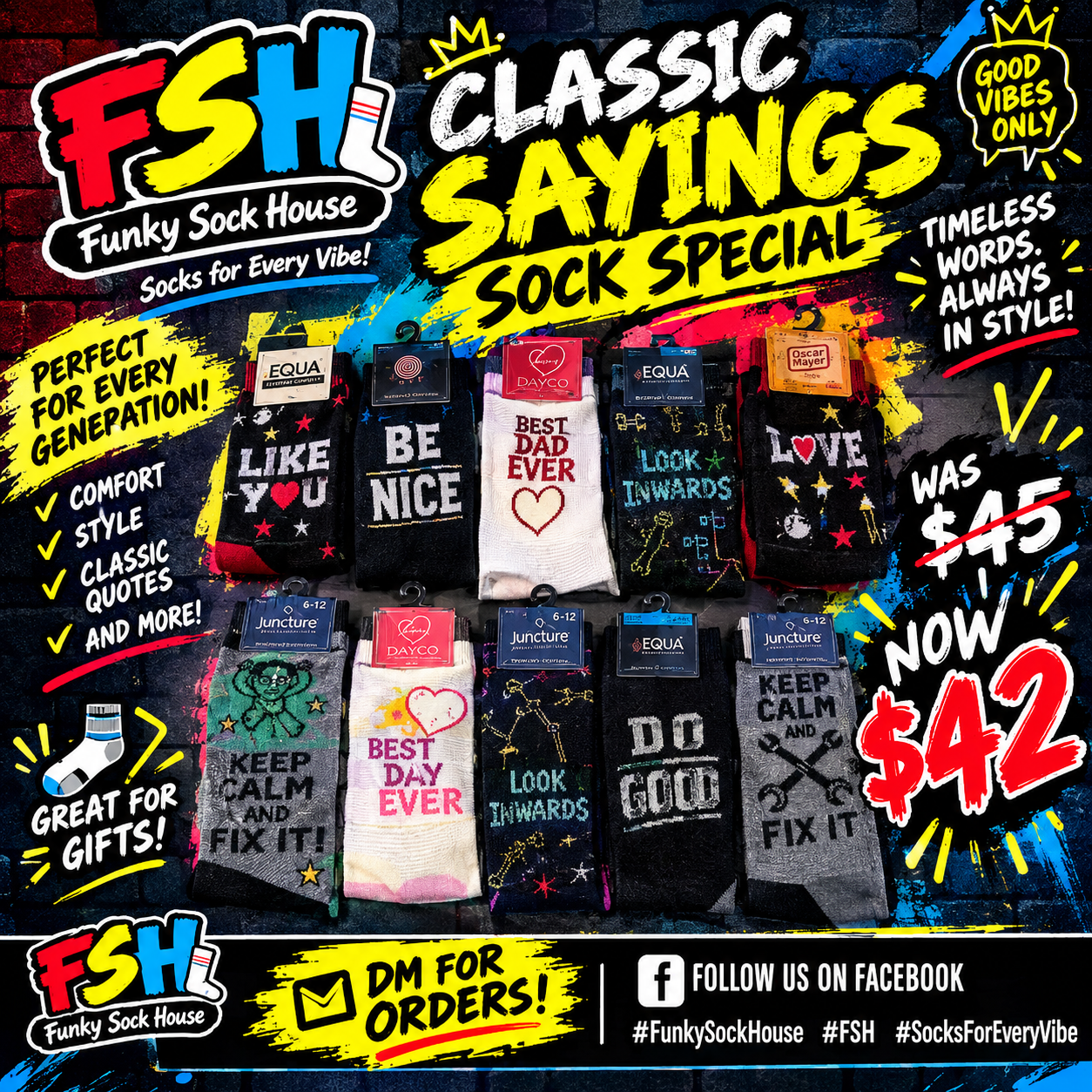 Classic Sayings Sock Special FSH special flyer