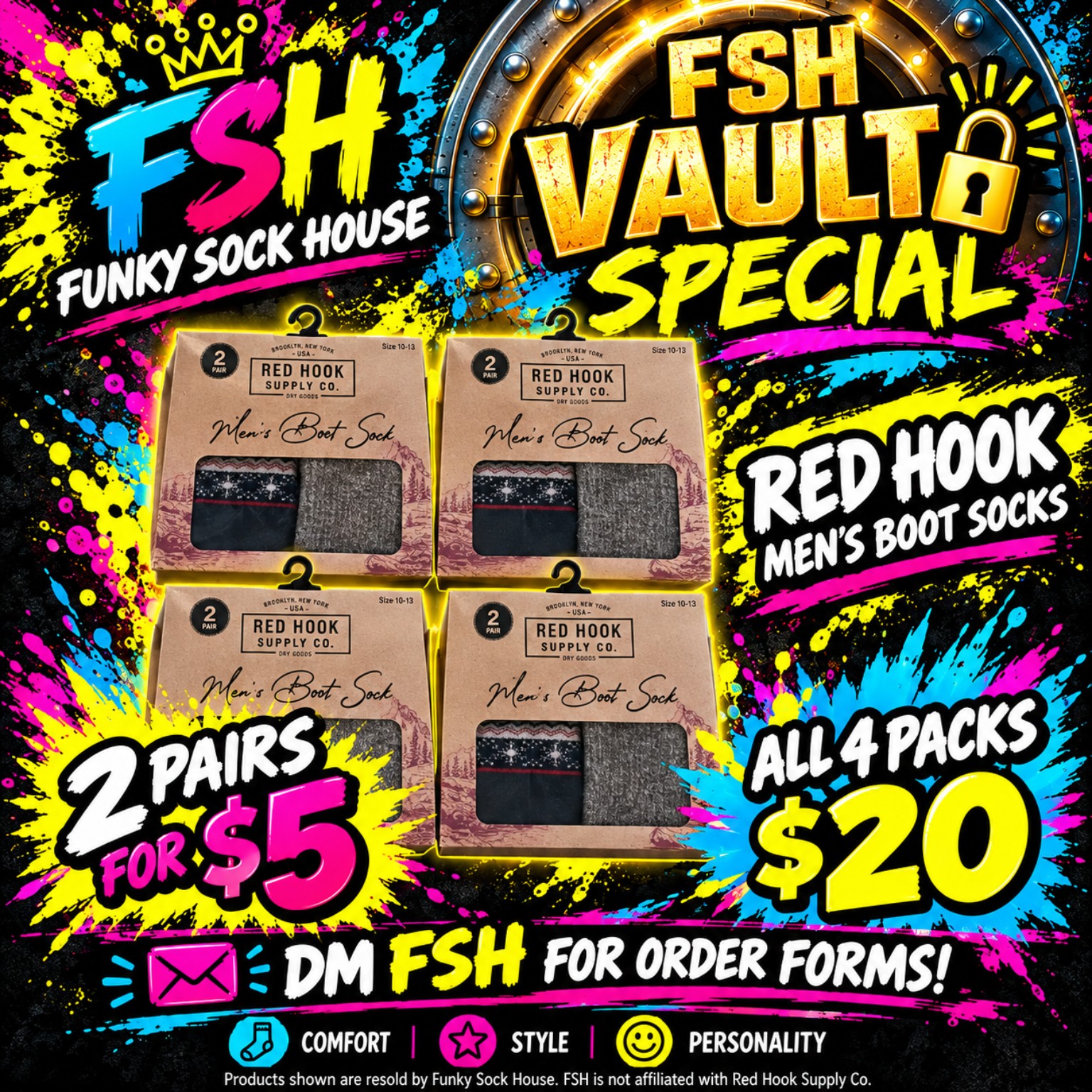 FSH Vault special for Red Hook Men’s Boot Socks